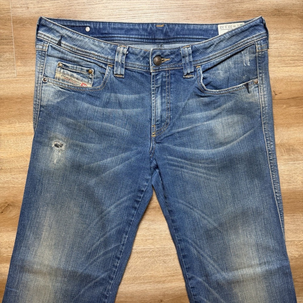Diesel Vixta Jeans Women 32x32 Blue Flared Stretch Denim Dirty Wash Italy Y2K - Picture 2 of 16